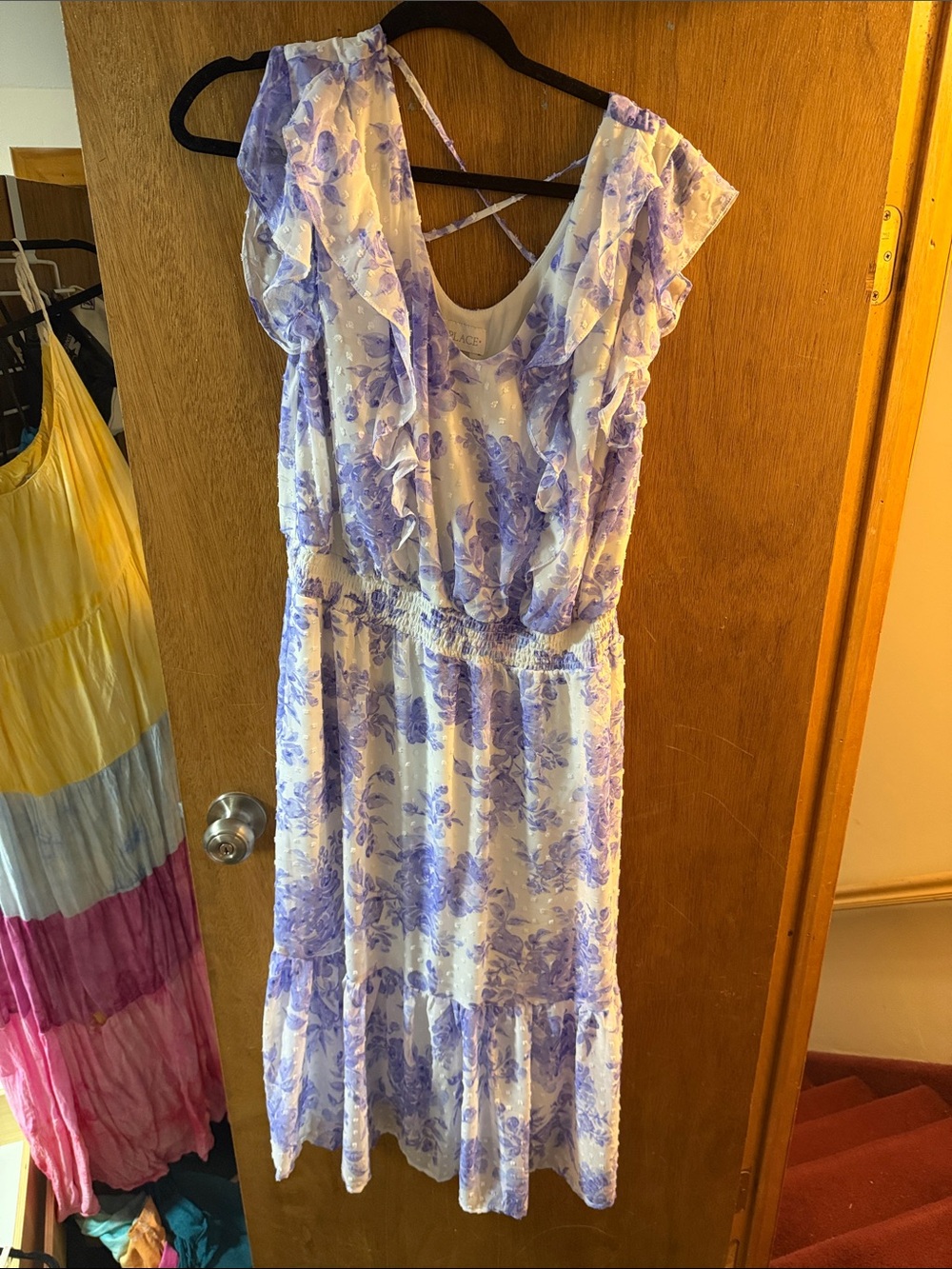 The Children's Place Lavender Floral Ruffle Midi Dress